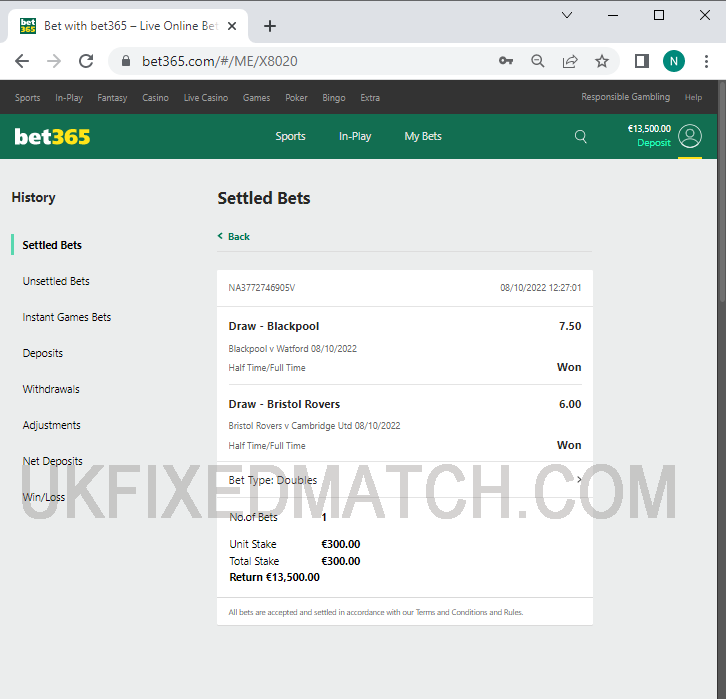 fixed matches game